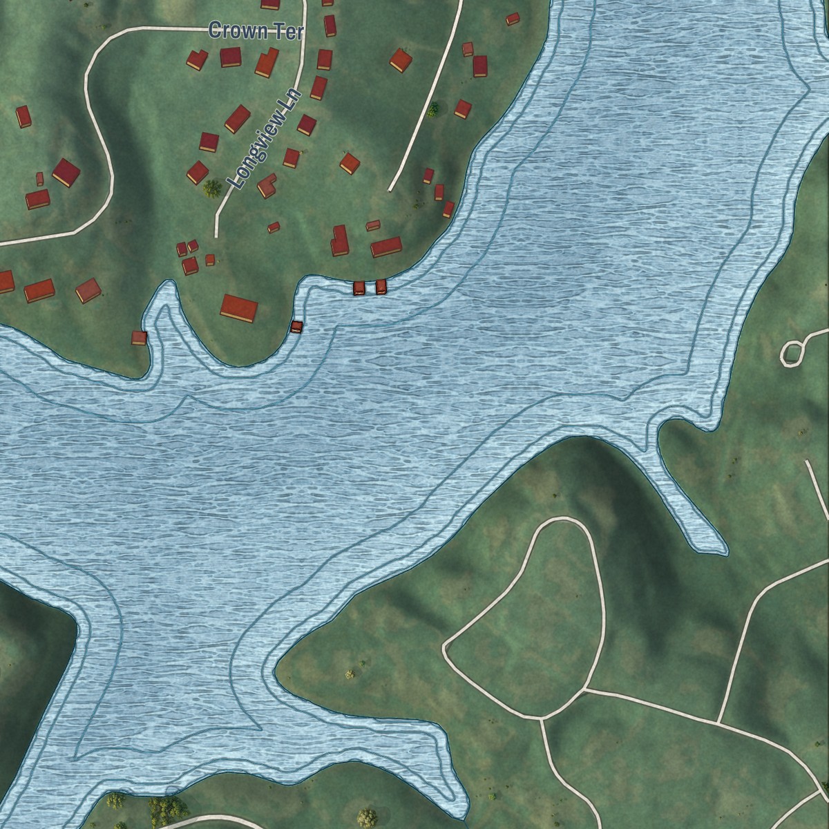 Second close-up of the map of Northlakes, North Carolina print showing more streets and buildings