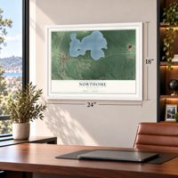 Northome, Minnesota map, 18 x 24 inch print in a white frame in a home office