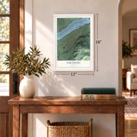 Northport, Washington map, 12 x 18 inch print in a white frame in an entryway