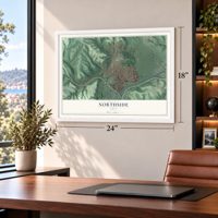 Northside, Ohio map, 18 x 24 inch print in a white frame in a home office