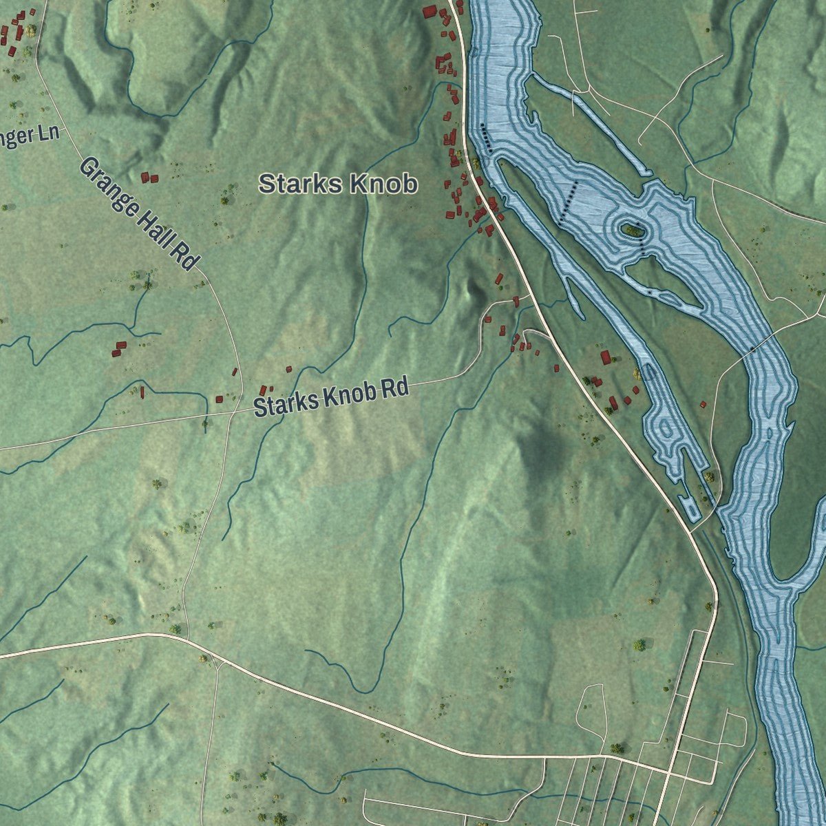 Second close-up of the map of Northumberland, New York print showing more streets and buildings