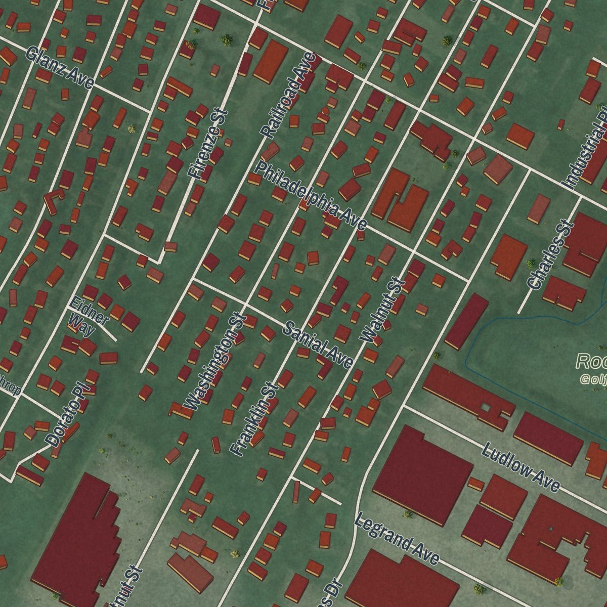 Second close-up of the map of Northvale, New Jersey print showing more streets and buildings
