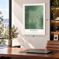 Northville, South Dakota map, 18 x 24 inch print in a white frame in a home office