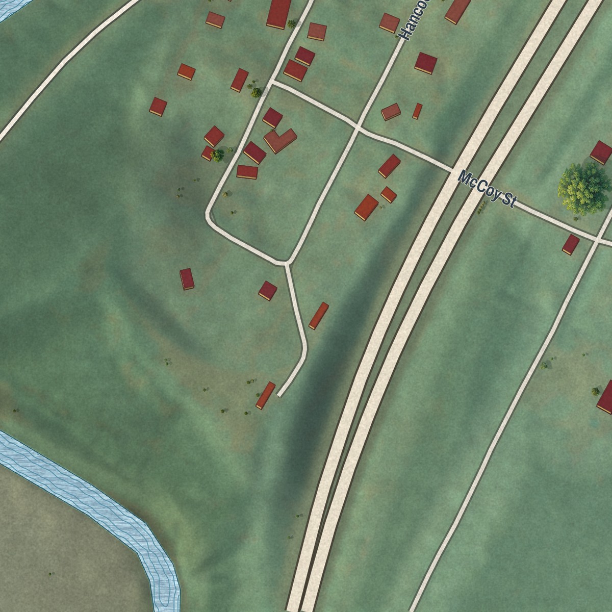 Second close-up of the map of Northwood, Pennsylvania print showing more streets and buildings