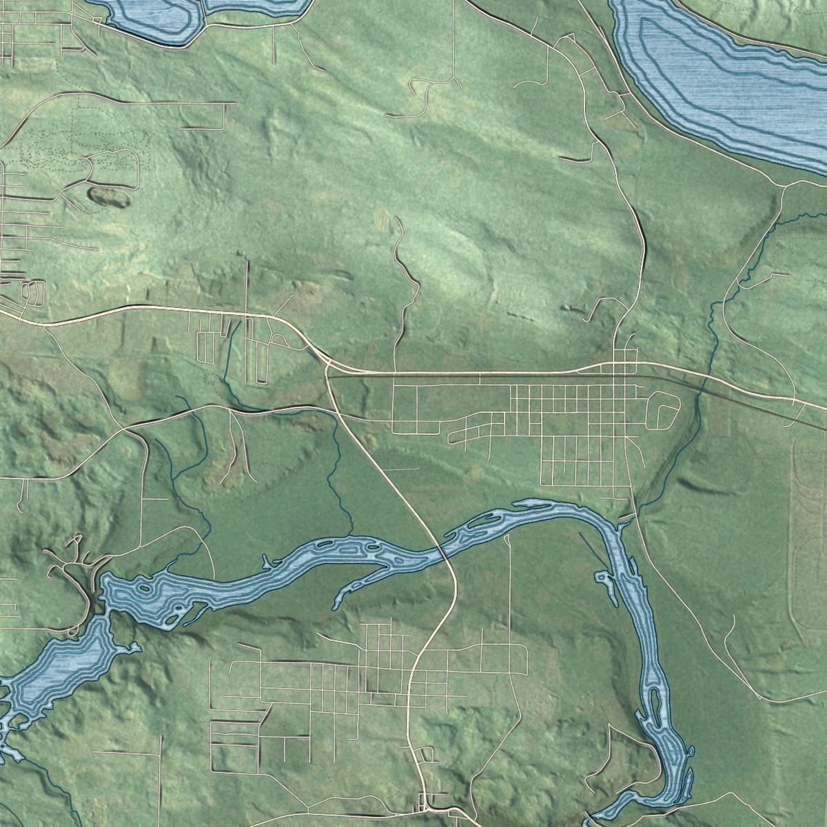 Second close-up of the map of Norway, Dickinson County, Michigan print showing more streets and buildings