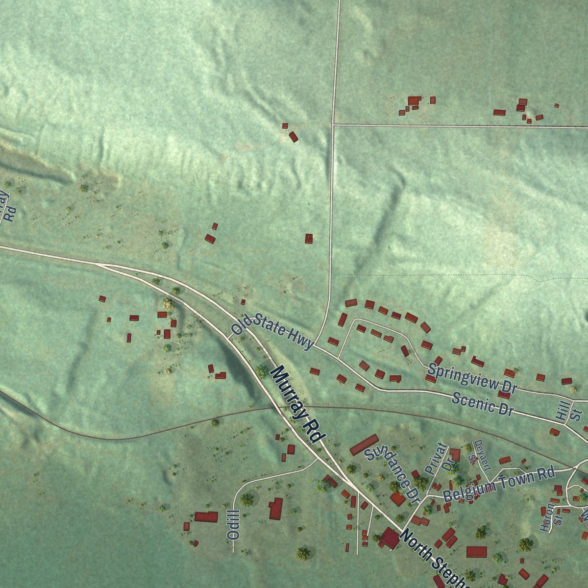 Second close-up of the map of Norway, Michigan print showing more streets and buildings