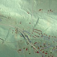Second close-up of the map of Norway, Michigan print showing more streets and buildings