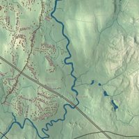 Close-up of the map of Norwell, Massachusetts print showing terrain and local geography