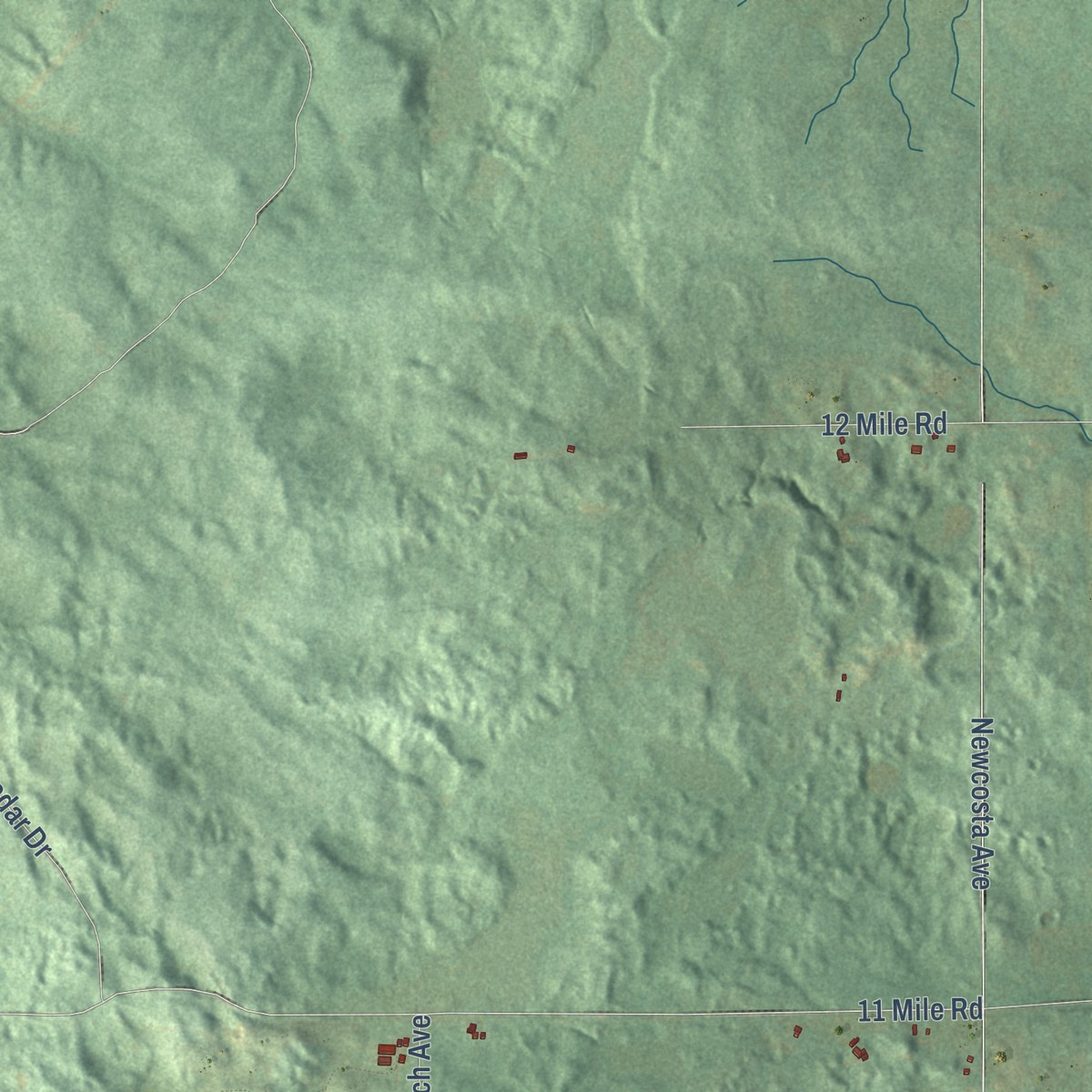 Second close-up of the map of Norwich, Newaygo County, Michigan print showing more streets and buildings