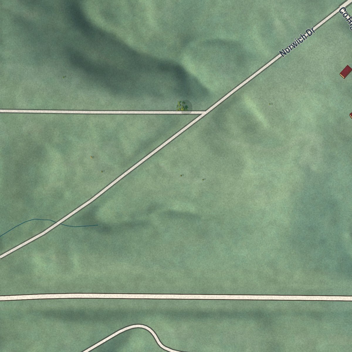 Second close-up of the map of Norwich, Ohio print showing more streets and buildings