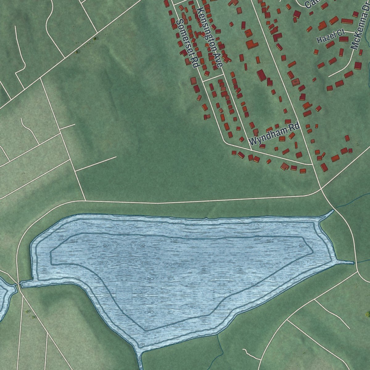 Second close-up of the map of Norwood, New Jersey print showing more streets and buildings