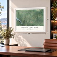 Nottoway Court House, Virginia map, 18 x 24 inch print in a white frame in a home office