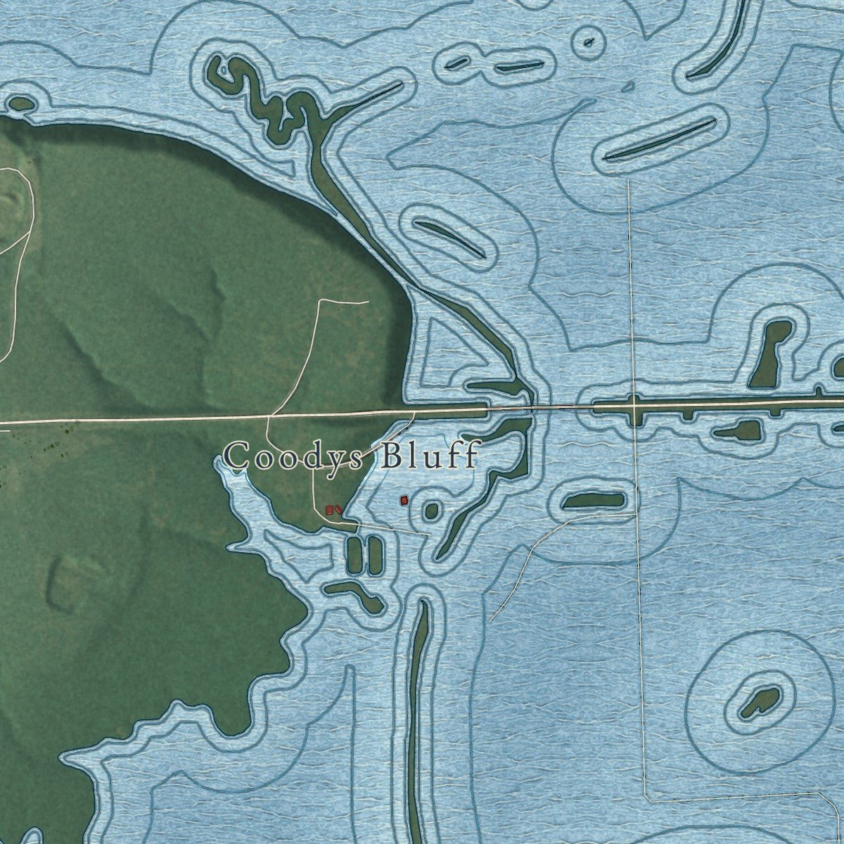 Second close-up of the map of Nowata, Oklahoma print showing more streets and buildings