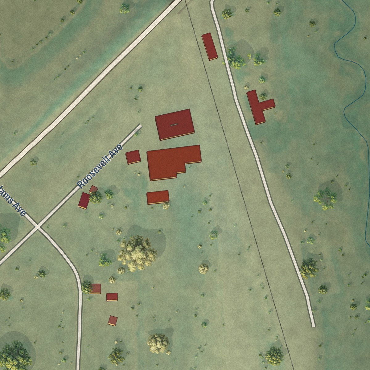 Second close-up of the map of Nubieber, California print showing more streets and buildings