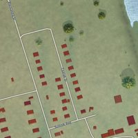 Second close-up of the map of Nuiqsut, Alaska print showing more streets and buildings