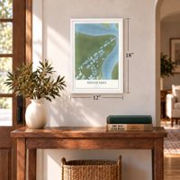 Nunam Iqua, Alaska map, 12 x 18 inch print in a white frame in an entryway