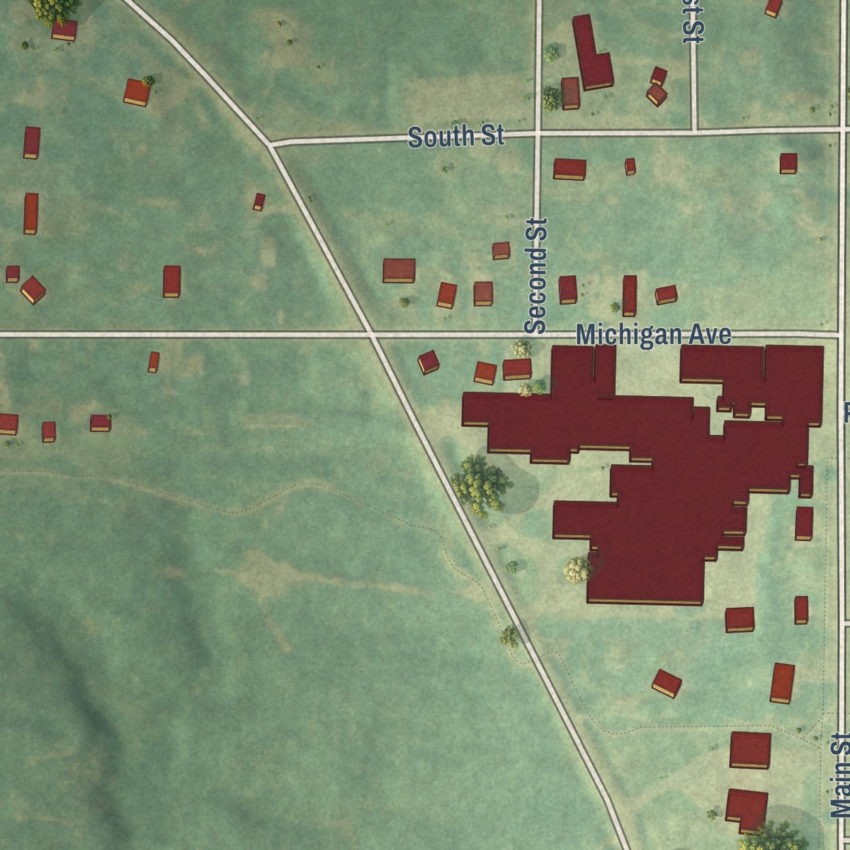 Second close-up of the map of Nunica, Michigan print showing more streets and buildings