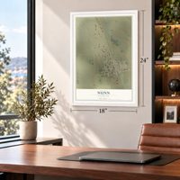 Nunn, Colorado map, 18 x 24 inch print in a white frame in a home office