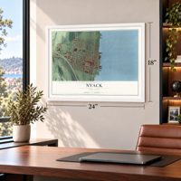 Nyack, New York map, 18 x 24 inch print in a white frame in a home office