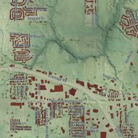 Second close-up of the map of O'Fallon, Illinois print showing more streets and buildings