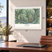 O'Hara, Pennsylvania map, 18 x 24 inch print in a white frame in a home office