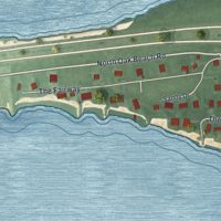 Second close-up of the map of Oak Beach, New York print showing more streets and buildings
