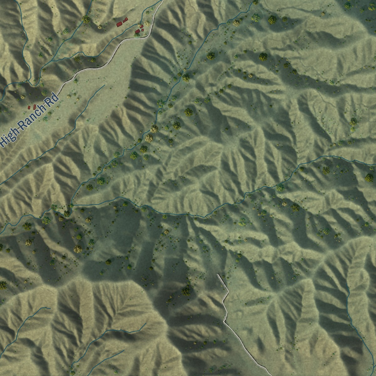 Second close-up of the map of Oak Glen, California print showing more streets and buildings