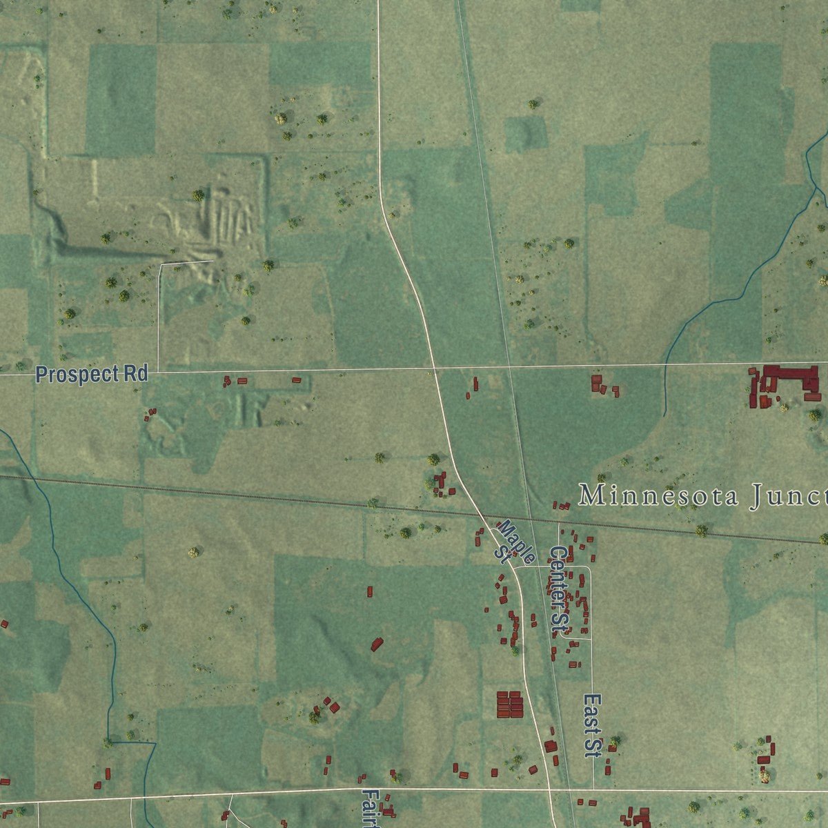 Second close-up of the map of Oak Grove, Dodge County, Wisconsin print showing more streets and buildings