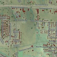 Second close-up of the map of Oak Grove, Missouri print showing more streets and buildings