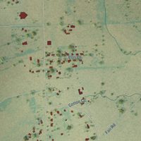 Second close-up of the map of Oak Grove, Texas print showing more streets and buildings
