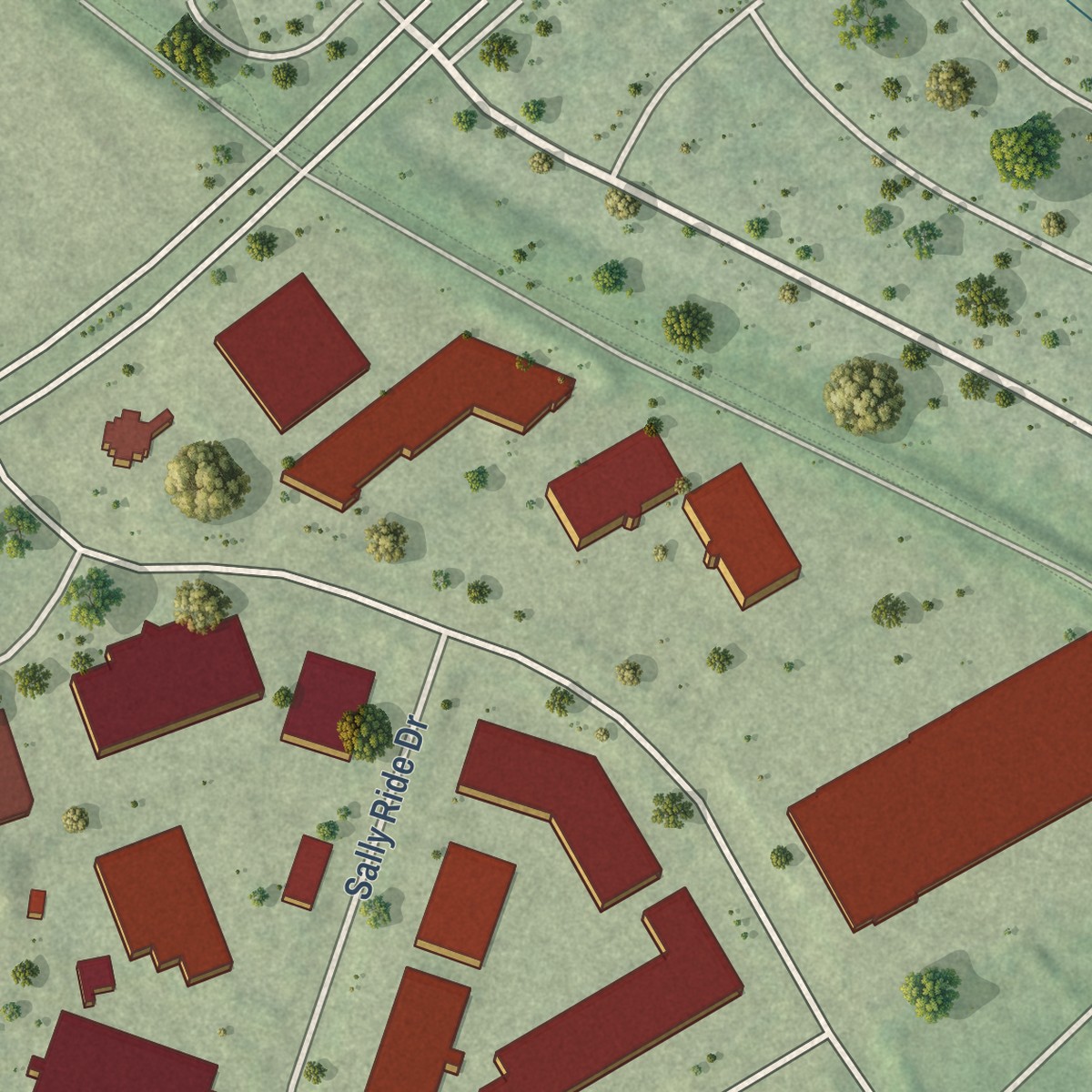Second close-up of the map of Oak Grove, Virginia print showing more streets and buildings