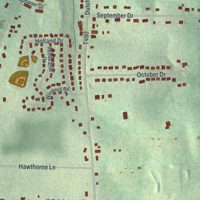 Second close-up of the map of Oak Hills, Pennsylvania print showing more streets and buildings