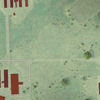 Second close-up of the map of Oak Lane Colony, South Dakota print showing more streets and buildings
