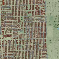 Second close-up of the map of Oak Lawn, Illinois print showing more streets and buildings