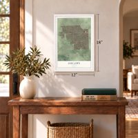 Oak Lawn, Illinois map, 12 x 18 inch print in a white frame in an entryway