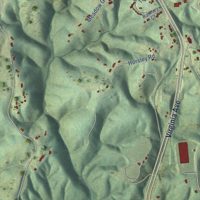 Second close-up of the map of Oak Level, Virginia print showing more streets and buildings