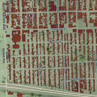 Second close-up of the map of Oak Park, Illinois print showing more streets and buildings