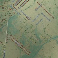 Second close-up of the map of Oak Ridge, Kaufman County, Texas print showing more streets and buildings