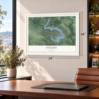Oak Run, Illinois map, 18 x 24 inch print in a white frame in a home office