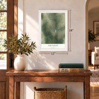 Oak Valley, Texas map, 12 x 18 inch print in a white frame in an entryway