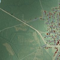 Second close-up of the map of Oakdale, Louisiana print showing more streets and buildings