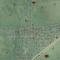 Second close-up of the map of Oakhurst, Oklahoma print showing more streets and buildings