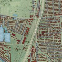 Second close-up of the map of Oakland Park, Florida print showing more streets and buildings