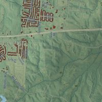 Second close-up of the map of Oakland, Tennessee print showing more streets and buildings
