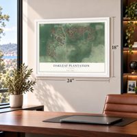 Oakleaf Plantation, Florida map, 18 x 24 inch print in a white frame in a home office
