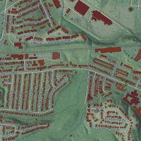 Second close-up of the map of Oakley, Ohio print showing more streets and buildings