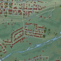 Second close-up of the map of Oakridge, Oregon print showing more streets and buildings