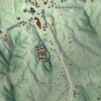 Second close-up of the map of Oakwood, Georgia print showing more streets and buildings