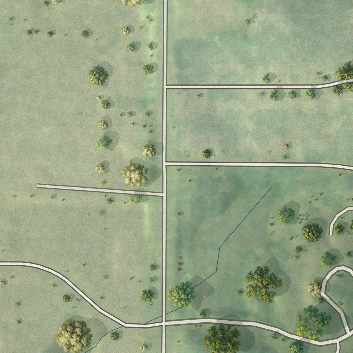 Second close-up of the map of Oakwood, Missouri print showing more streets and buildings