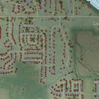 Second close-up of the map of Oakwood, Wisconsin print showing more streets and buildings